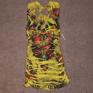 Yellow tattoo print top